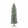 vidaXL Albero di Natale Artificiale Sottile Verde e Bianco 210 cm