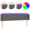 vidaXL Testiera a LED Grigio 163x16x78/88 cm in Similpelle