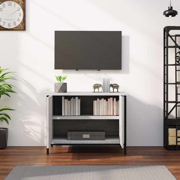 vidaXL Mobile TV con Ante Grigio Sonoma 60x35x45 cm Legno Multistrato