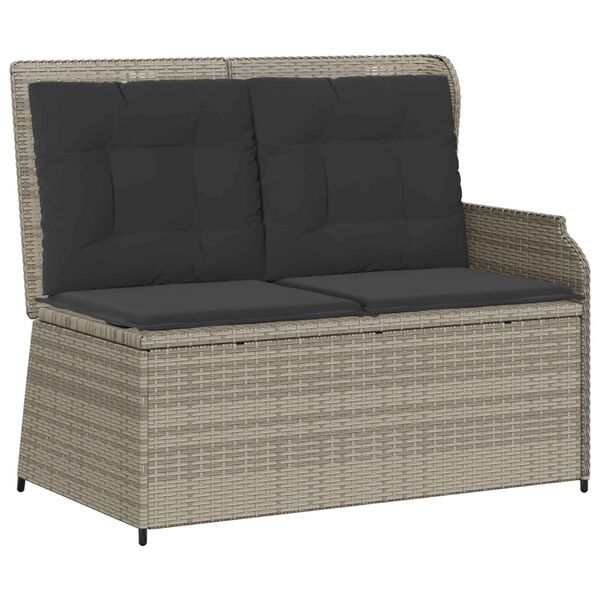 vidaXL Panchina da giardino con cuscino Grigio chiaro polyrattan