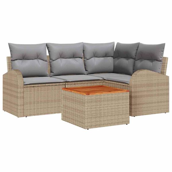 vidaXL Set Divano da Giardino 5 pcs Beige e Grigio Chiaro polyrattan