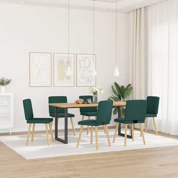 vidaXL Sedie da Pranzo 6 pz Verde Scuro in Tessuto