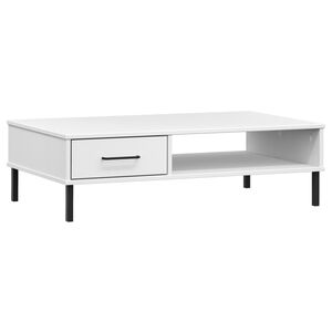 vidaXL Tavolino Salotto Gambe Metallo Bianco Legno Massello Pino OSLO