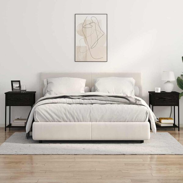 vidaXL Armadio da Notte Rovere Nero 42 x 41 x 56 cm Legno multistrato
