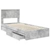 vidaXL Letto con Contenitore con testiera Grigio cemento 90 x 200 cm