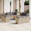 vidaXL Set Divano da Giardino 13 pz con Cuscini Beige Misto Polyrattan