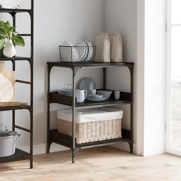 vidaXL Carrello da Cucina Rovere Nero 60 x 41 x 80.5 cm