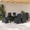 vidaXL Set da Pranzo per Giardino con cuscino 7 pcs Nero polyrattan