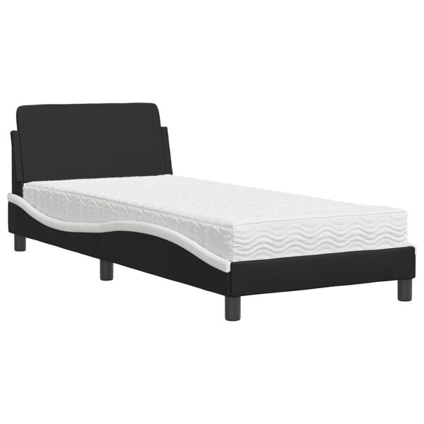 vidaXL Letto con Materasso Dover Nero e Bianco 90x190 cm in Similpelle