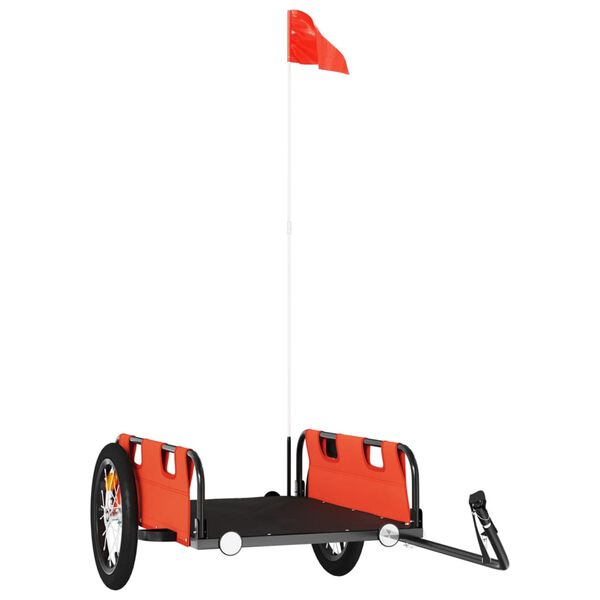 vidaXL Rimorchio da Bici Arancione e Grigio Oxford e Ferro