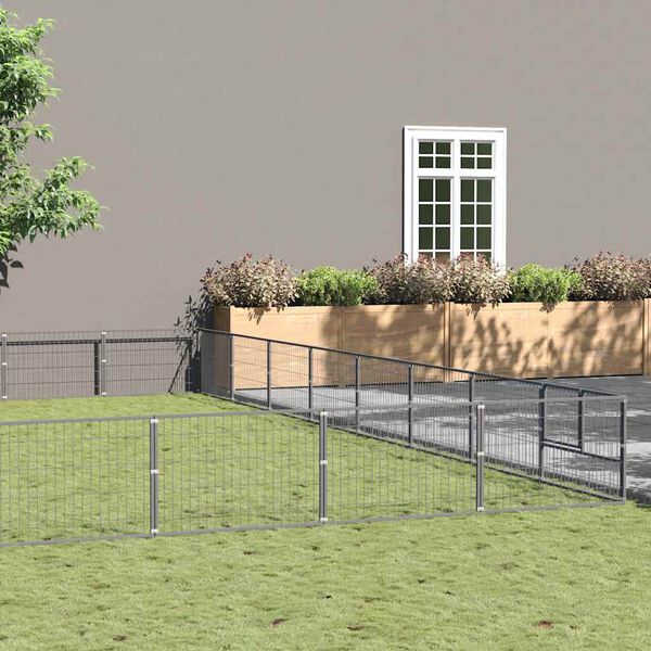 vidaXL Gabbia per Cani Argento 80 m&sup2; in Acciaio