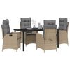vidaXL Set da Pranzo per Giardino con cuscino 5 pcs Beige polyrattan