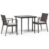 vidaXL Set Pranzo da Giardino 3pz con Cuscini in Polyrattan e Acciaio