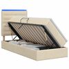 vidaXL Letto con contenitore LED e materasso Crema 90 x 190 cm Tessuto