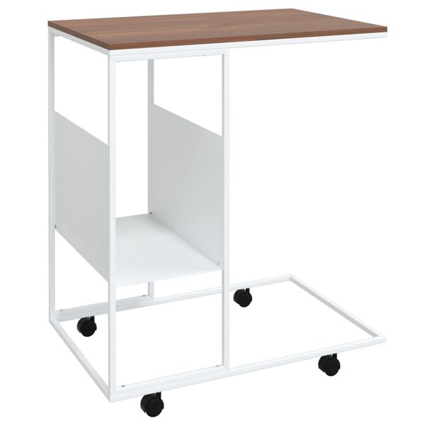 vidaXL Tavolino con Ruote Bianco 55x36x63,5cm in Legno Multistrato