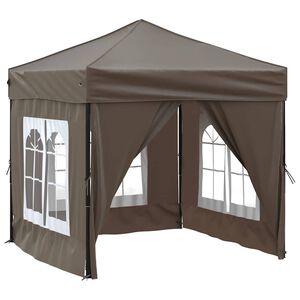 vidaXL Tenda per Feste Pieghevole con Pareti Laterali Tortora 2x2 m
