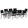 vidaXL Set da Pranzo per Giardino con cuscino 9 pcs Nero polyrattan