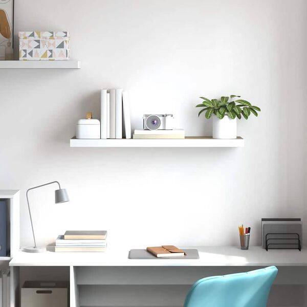 vidaXL Scaffale a Parete Rovere e Bianco 90x23,5x3,8 cm in MDF