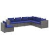 vidaXL Set Divani da Giardino 7 pz con Cuscini in Polyrattan Grigio