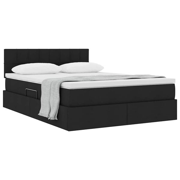 vidaXL Letto con contenitore e materasso Nero 140 x 200 cm