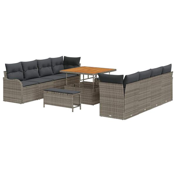 vidaXL Set Divano da Giardino 11 pcs Grigio polyrattan