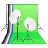 vidaXL Kit di Illuminazione da Studio con Fondali e Ombrelli
