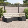 vidaXL Set di divani con cuscino Nero e Crema polyrattan