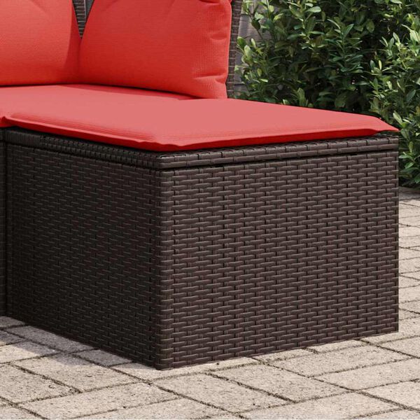 vidaXL Sgabello da giardino con cuscino marrone 55x55x37 cm in polyrattan