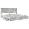 vidaXL Letto con Contenitore con testiera Grigio cemento 200 x 200 cm