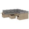 vidaXL Set Divano da Giardino 9 pz con Cuscini Beige in Polyrattan