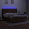 vidaXL Letto a Molle Materasso e LED MarroneScuro 180x200cm in Tessuto