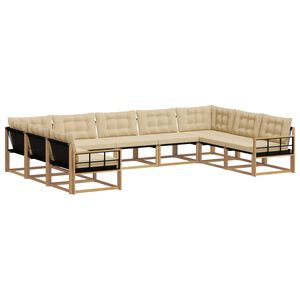 vidaXL Set di divani da esterno con cuscino 9 pcs Bianco e Beige
