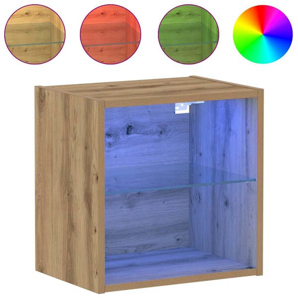 vidaXL Mensola galleggiante con luce LED Marrone 40 x 28,5 x 40 cm