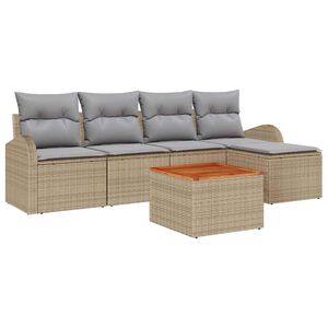 vidaXL Set Divano da Giardino con cuscino 6 pcs Beige polyrattan