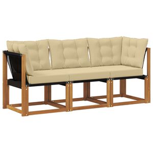 vidaXL Divano modulare da esterno e angolare 3 Pezzo Naturale