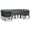 vidaXL Set Salotto da Giardino 6 pz in Polyrattan Nero e Grigio