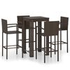 vidaXL Set Bar da Giardino 5 pz con Braccioli in Polyrattan Marrone