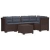 vidaXL Divano da Giardino 5 Posti con Cuscini Stile Rattan PP Marrone