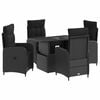 vidaXL Set da pranzo per esterni 5 pz Nero polyrattan
