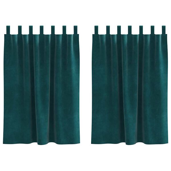 vidaXL Tende oscuranti 2 pcs Verde Scuro 140 x 140 cm Velluto