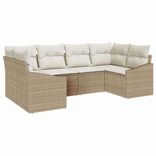 vidaXL Set Divano da Giardino 6 pcs Beige e Crema polyrattan