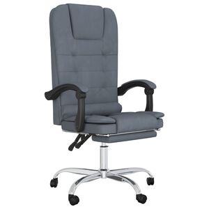 vidaXL Sedia da Ufficio Massaggio Reclinabile Grigio Scuro in Velluto