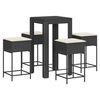 vidaXL Set Bar da Giardino 5 pz con Cuscini in Polyrattan Nero