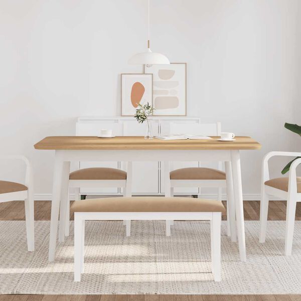 vidaXL Panca 90 cm Bianco in Legno Massello di Hevea