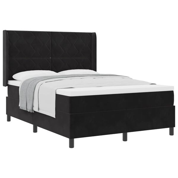 vidaXL Letto a molle con materasso Nero 140 x 200 cm Velluto