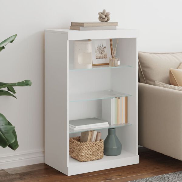 vidaXL Credenza con Luci LED Bianca 60,5x37x100 cm