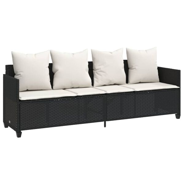vidaXL Set Divani da Giardino 5 pz con Cuscini in Polyrattan Nero