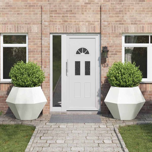 vidaXL Fioriera 2 pcs Bianco 100 x 100 x 80 cm Acciaio