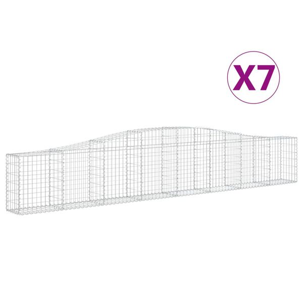 vidaXL Cesti Gabbioni ad Arco 7 pz 400x30x60/80 cm Ferro Zincato