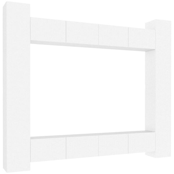 vidaXL Set Mobili Porta TV 8pz Bianco in Legno Multistrato